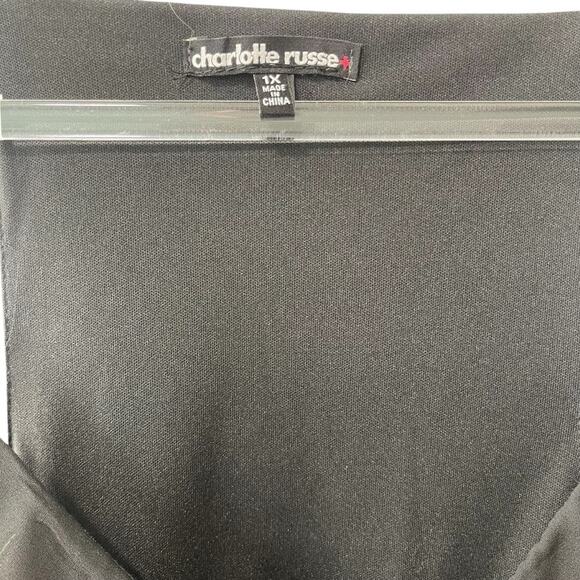 Charlotte Russe Racer Back Front Ruffle Faux Wrap Chiffon Mini Dress Black 1X - Picture 3 of 5
